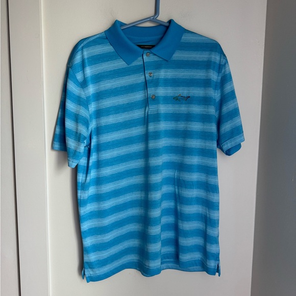 Greg Norman Collection Light Blue Striped Polo - Picture 1 of 4